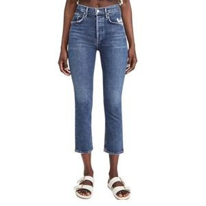 AGOLDE Riley Crop High Rise Straight Jeans in Pastime